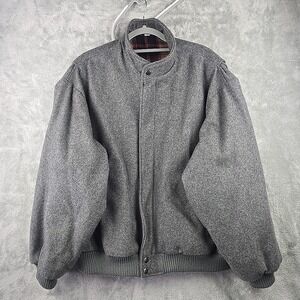 Vintage Sears Roebuck Jacket Mens XL Gray Wool Blend Bomber Thermolite 90s